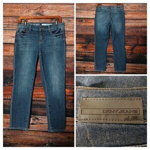 DKNY Jeans 4 Soho Skinny Ankle Crop Dark Wash Denim Stretch Low Rise